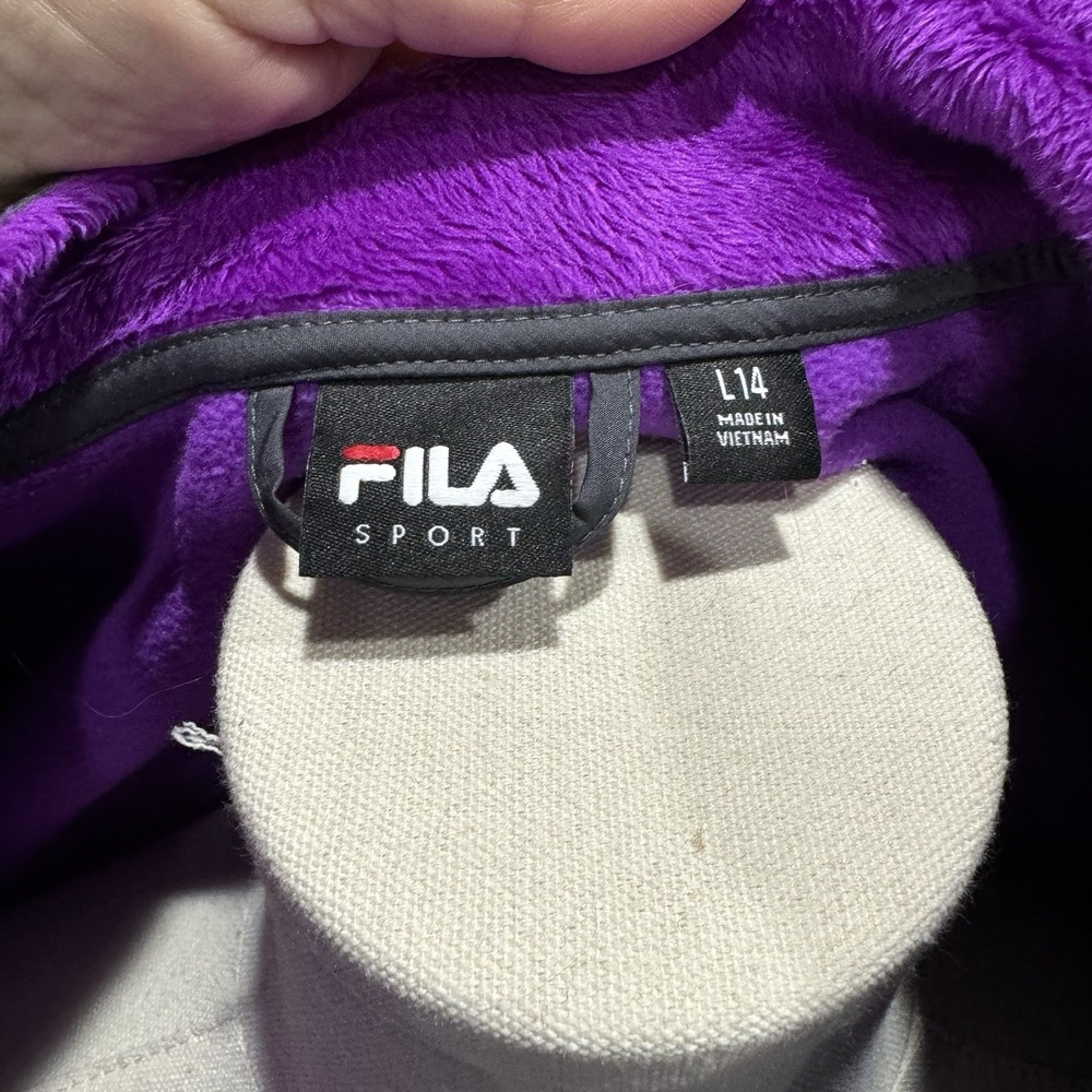 FILA Sport Soft Fleece Jacket Girls Size L14 Full‎ Zip Magenta Outdoor Sporty - Picture 6 of 7